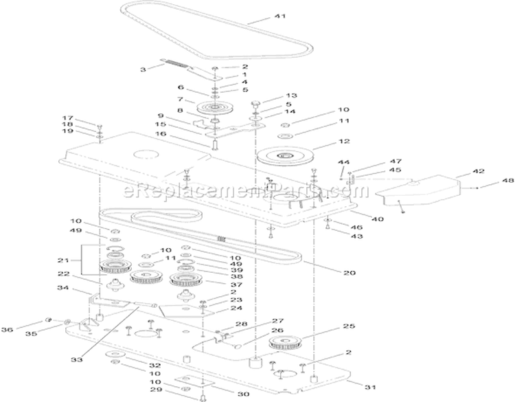 Cutting Pan and Drive System Assembly Diagram and Parts List for 74573 310000001-310999999 - 2010 Toro Lawn Mower