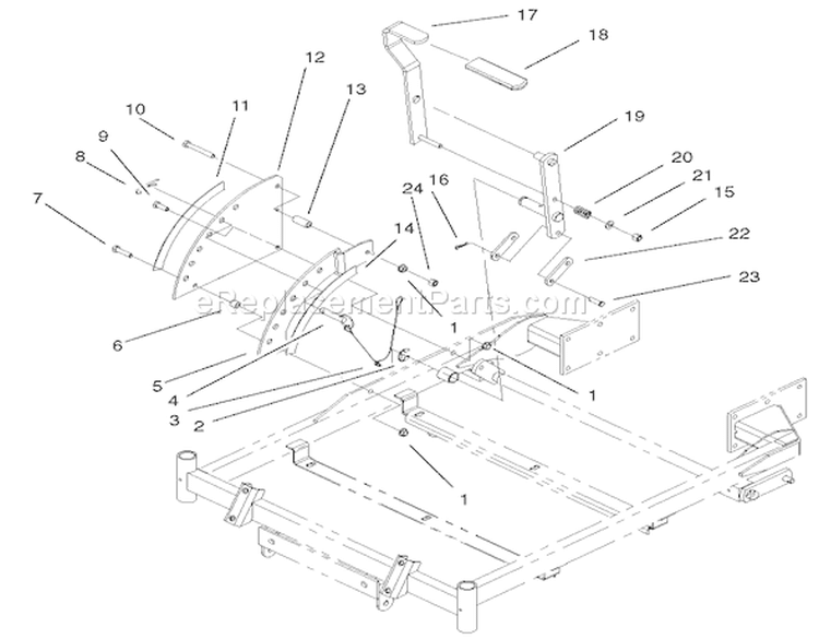 Height-of-Cut Assembly Diagram and Parts List for 74601 210000001-210999999 - 2001 Toro Lawn Tractor