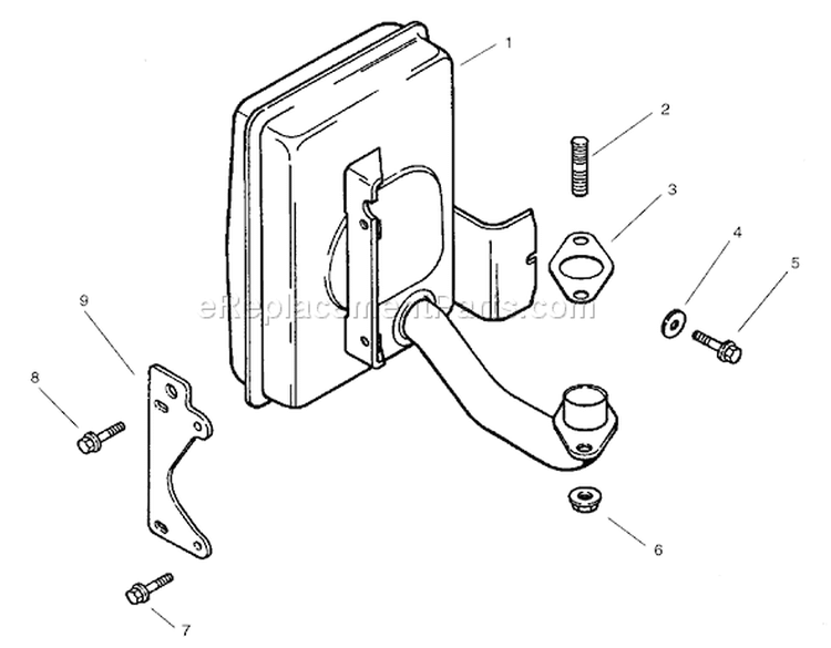 Exhaust Assembly Diagram and Parts List for 74601 220000001-220000912 - 2002 Toro Lawn Tractor