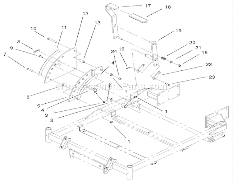 Height-of-Cut Assembly Diagram and Parts List for 74601 220000001-220000912 - 2002 Toro Lawn Tractor