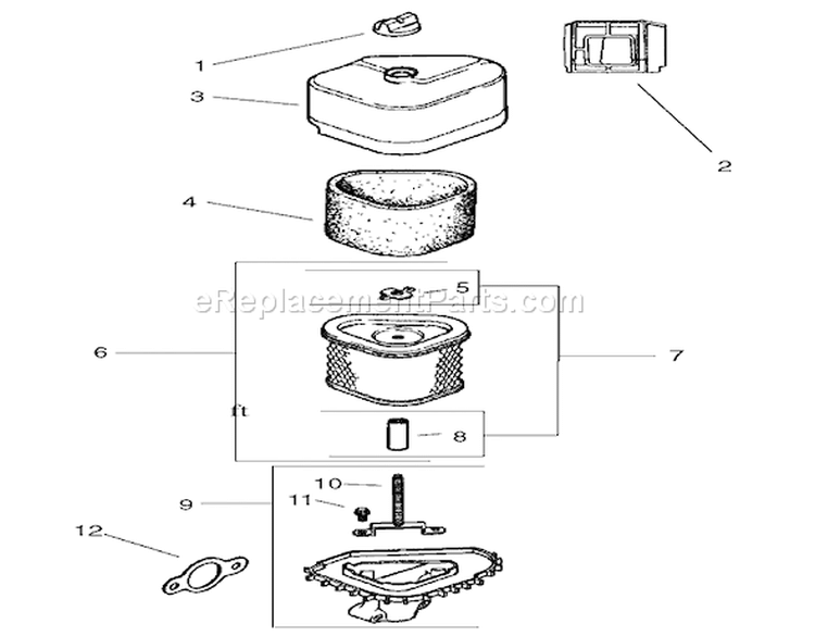Air Intake / Filtration Assembly Diagram and Parts List for 74601 220000001-220000912 - 2002 Toro Lawn Tractor