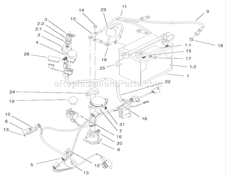 Electrical Assembly Diagram and Parts List for 74601 220000001-220000912 - 2002 Toro Lawn Tractor
