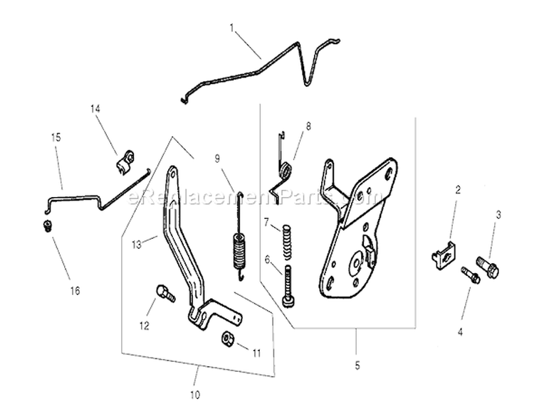Engine Control Assembly Diagram and Parts List for 74601 220000001-220000912 - 2002 Toro Lawn Tractor