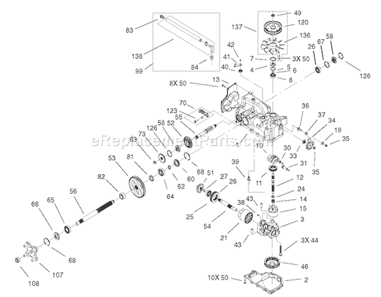 RH Hydro Transaxle Assembly Diagram and Parts List for 74601 220000913-220999999 - 2002 Toro Lawn Tractor