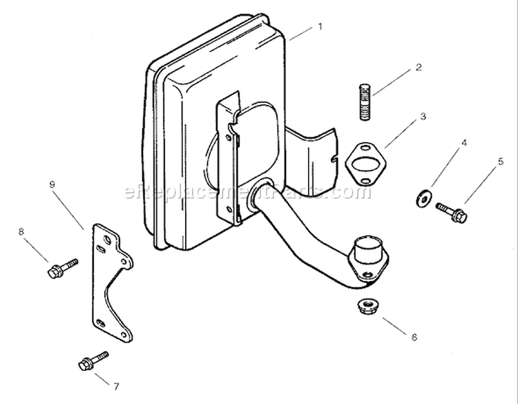 Exhaust Assembly Diagram and Parts List for 74601 220000913-220999999 - 2002 Toro Lawn Tractor