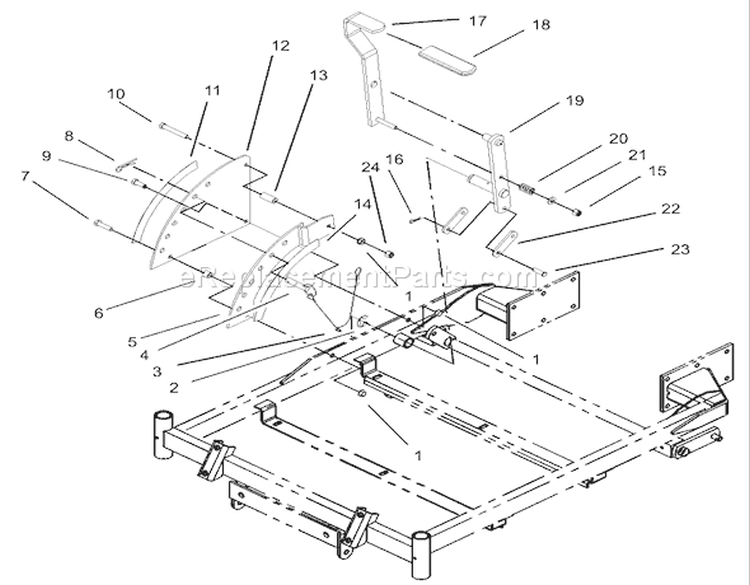 Height-of-Cut Assembly Diagram and Parts List for 74601 230000001-230999999 - 2003 Toro Lawn Tractor