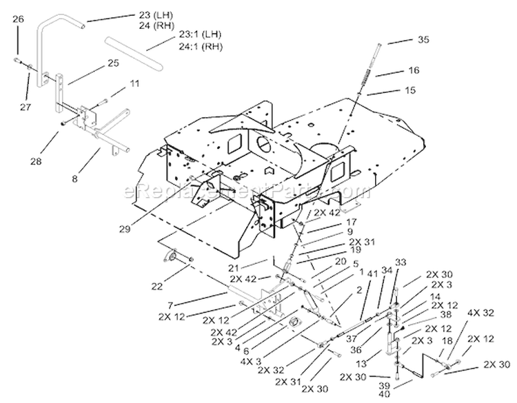 Motion Control Assembly Diagram and Parts List for 74601 230000001-230999999 - 2003 Toro Lawn Tractor