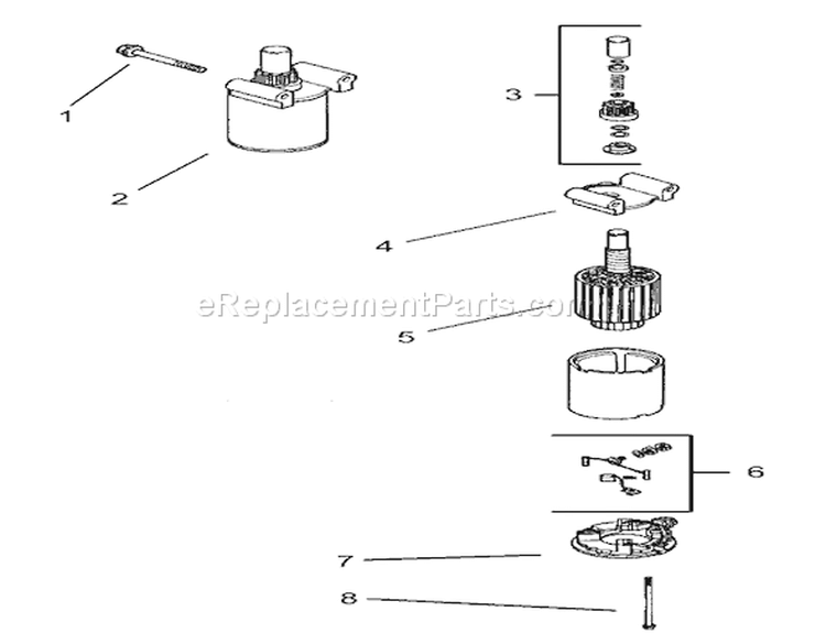 Starting System Assembly Diagram and Parts List for 74601 230000001-230999999 - 2003 Toro Lawn Tractor