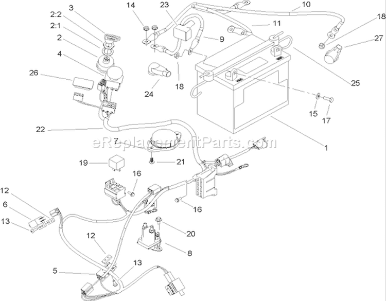 Electrical Assembly Diagram and Parts List for 74602 240000001-240999999 - 2004 Toro Lawn Tractor