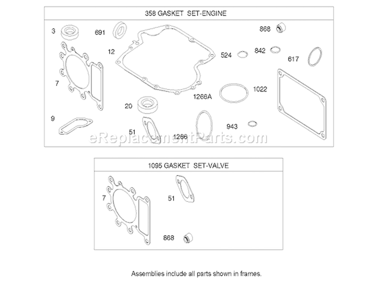 Gasket Assembly Diagram and Parts List for 74602 240000001-240999999 - 2004 Toro Lawn Tractor