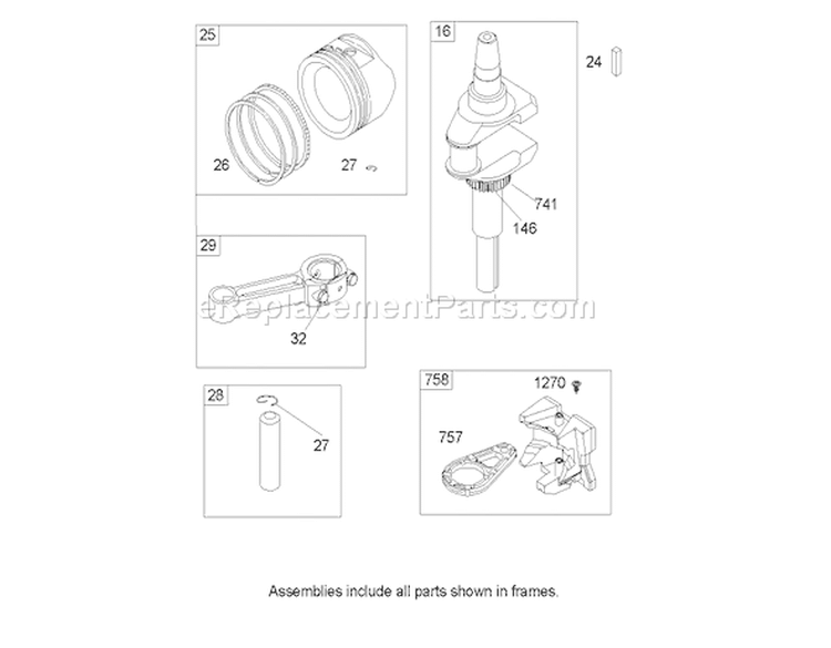 Crankshaft Assembly Diagram and Parts List for 74602 240000001-240999999 - 2004 Toro Lawn Tractor