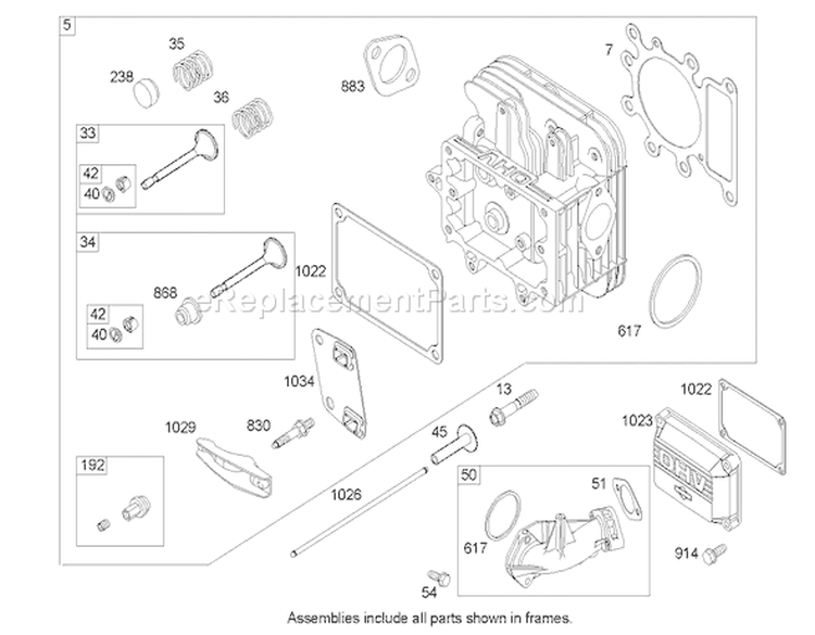 Cylinder Head Assembly Diagram and Parts List for 74602 240000001-240999999 - 2004 Toro Lawn Tractor