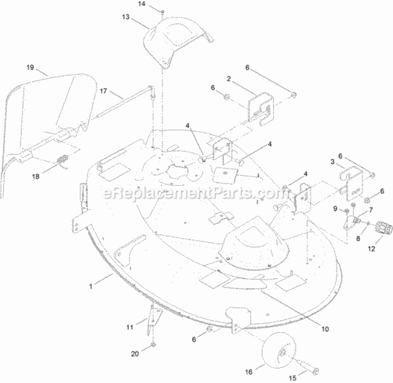 42_Inch_Deck_Assembly Diagram and Parts List for 74616 314000001 - 314999999 Toro Lawn Tractor
