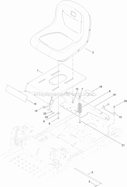 Seat_Assembly Diagram and Parts List for 74616 314000001 - 314999999 Toro Lawn Tractor