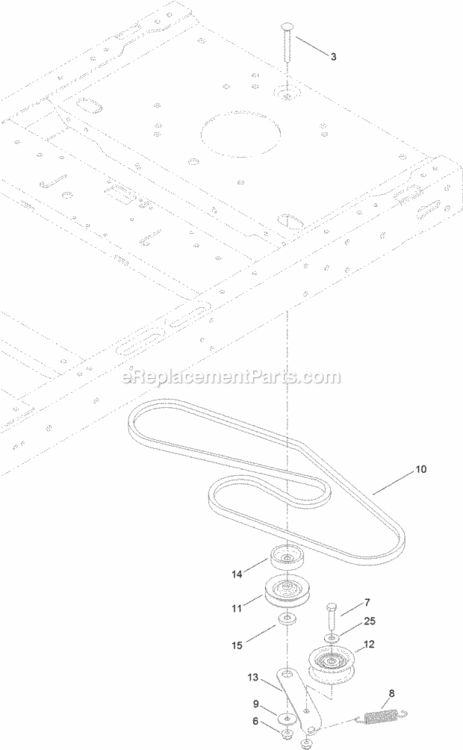 Belt_And_Idler_Assembly Diagram and Parts List for 74616 314000001 - 314999999 Toro Lawn Tractor