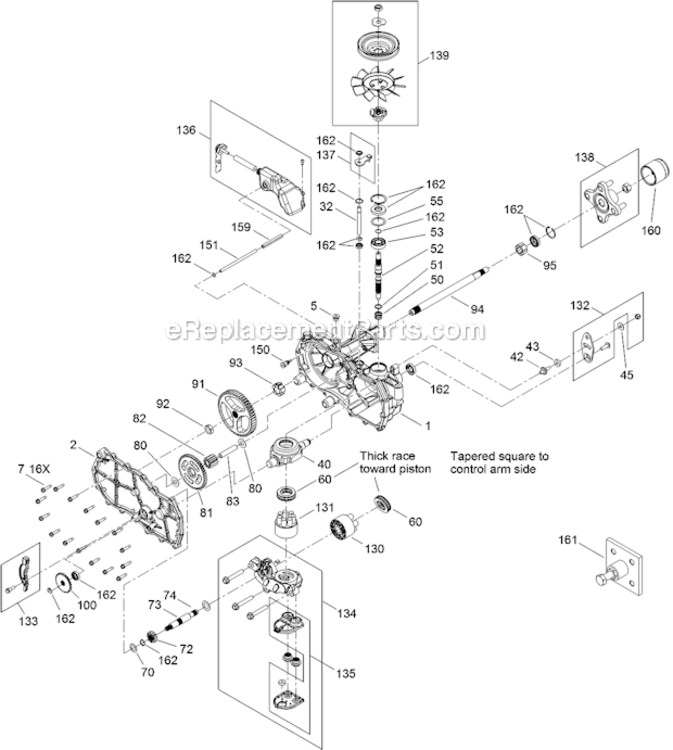 Right_Hand_Hydro_Transaxle_Assm_No_119-3331 Diagram and Parts List for 74621 312000001-312999999 Toro Lawn Tractor