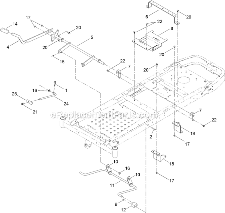 Deck_Lift_Assembly Diagram and Parts List for 74621 312000001-312999999 Toro Lawn Tractor