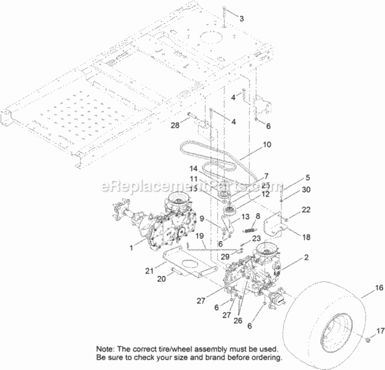 Hydro_Transaxle_Drive_And_Rear_Wheel_Assembly Diagram and Parts List for 74625 311000001 - 311999999 Toro Lawn Tractor