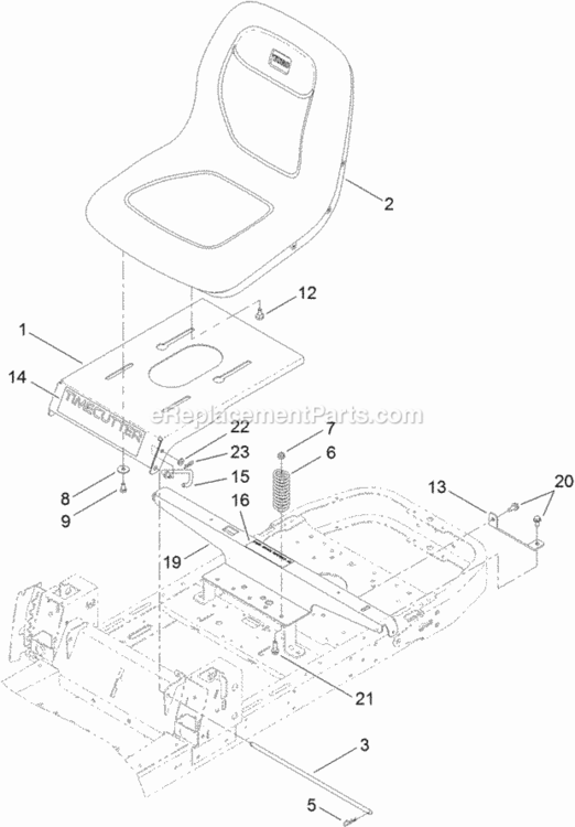 Seat_Assembly Diagram and Parts List for 74625 311000001 - 311999999 Toro Lawn Tractor