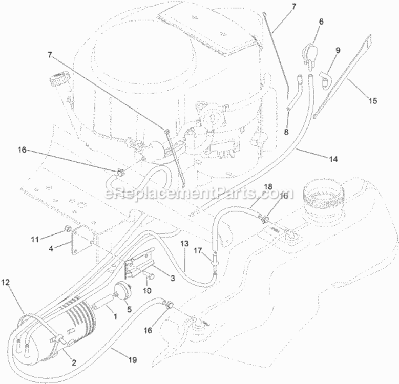 Fuel_Delivery_System_Assembly Diagram and Parts List for 74625 313000001 - 313999999 Toro Lawn Tractor