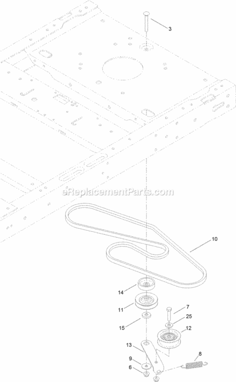 Belt_And_Idler_Assembly Diagram and Parts List for 74625 314000001 - 314999999 Toro Lawn Tractor