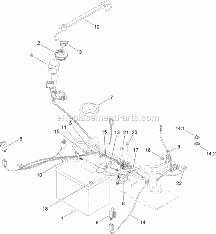 Battery_And_Electrical_Assembly Diagram and Parts List for 74626 311000001 - 311999999 Toro Lawn Tractor