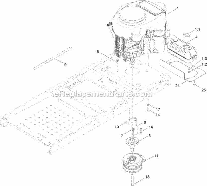 Engine_Muffler_And_Clutch_Assembly Diagram and Parts List for 74626 311000001 - 311999999 Toro Lawn Tractor