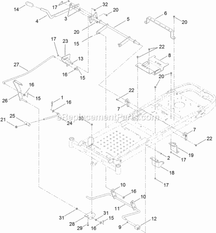 Deck_Lift_Assembly Diagram and Parts List for 74626 312000001 - 312999999 Toro Lawn Tractor