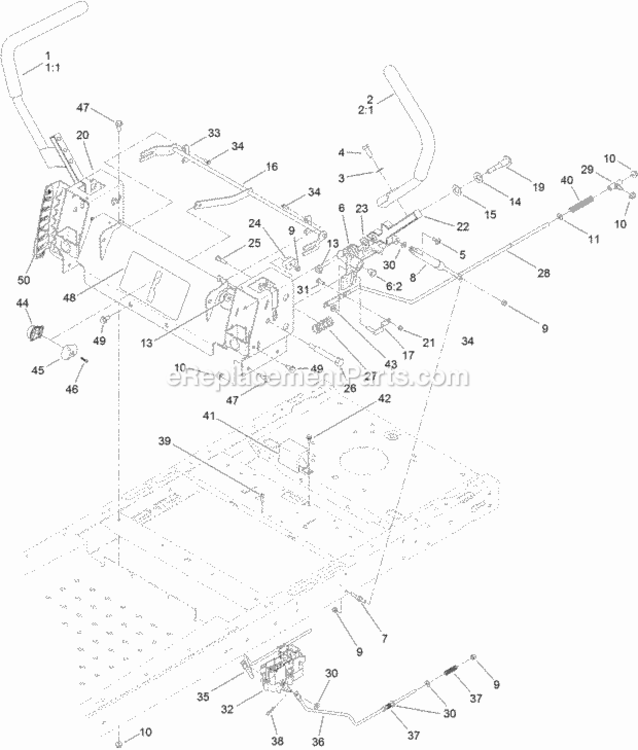 Motion_Control_Assembly Diagram and Parts List for 74626 312000001 - 312999999 Toro Lawn Tractor