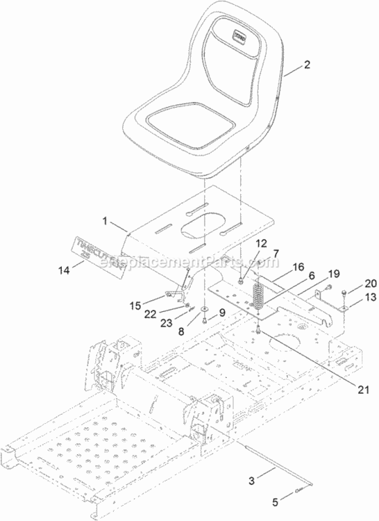 Seat_Assembly Diagram and Parts List for 74626 312000001 - 312999999 Toro Lawn Tractor