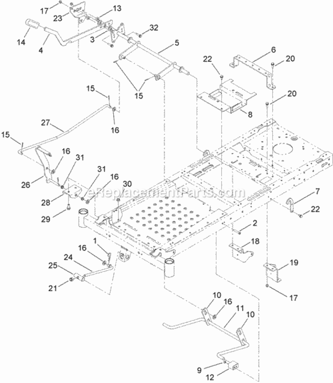 Deck_Lift_Assembly Diagram and Parts List for 74626 313000001 - 313999999 Toro Lawn Tractor