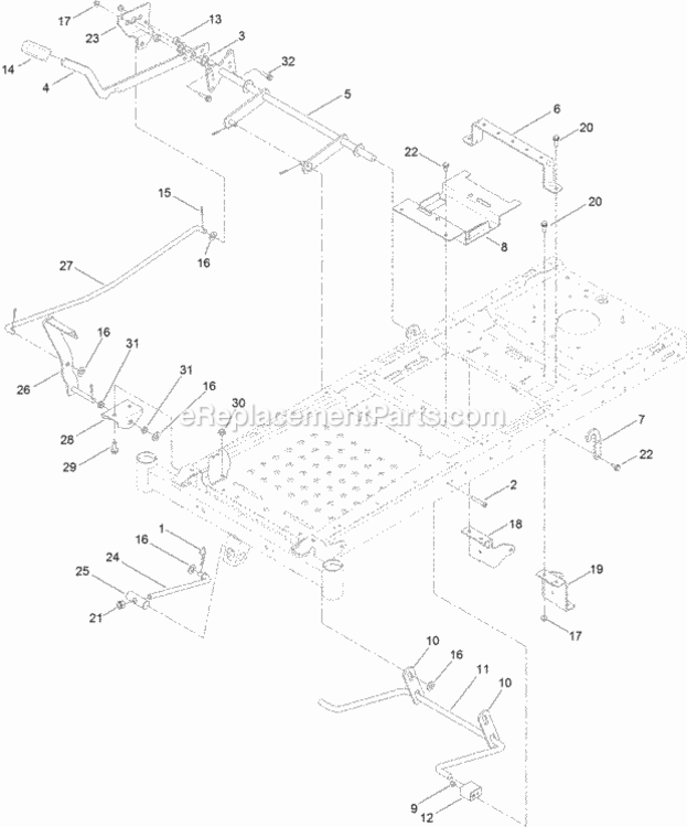 Deck_Lift_Assembly Diagram and Parts List for 74626 314000001 - 314999999 Toro Lawn Tractor