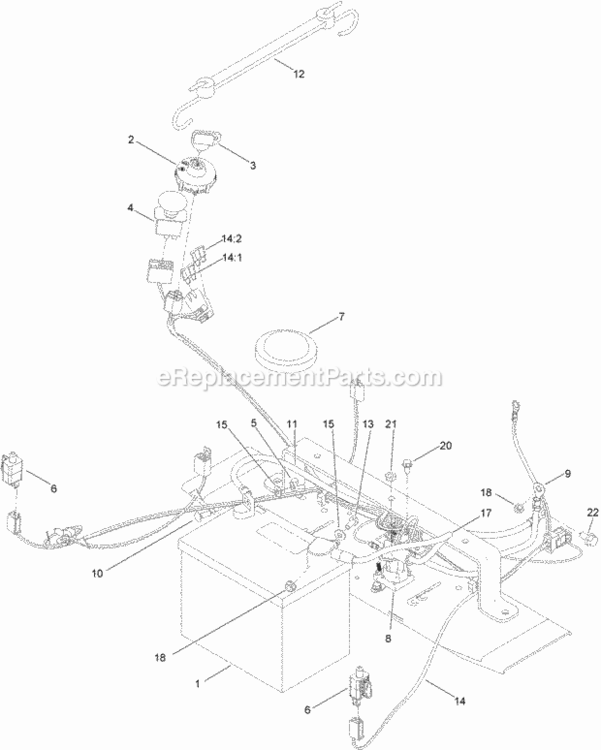 Battery_And_Electrical_Assembly Diagram and Parts List for 74631 314000001 - 314999999 Toro Lawn Tractor