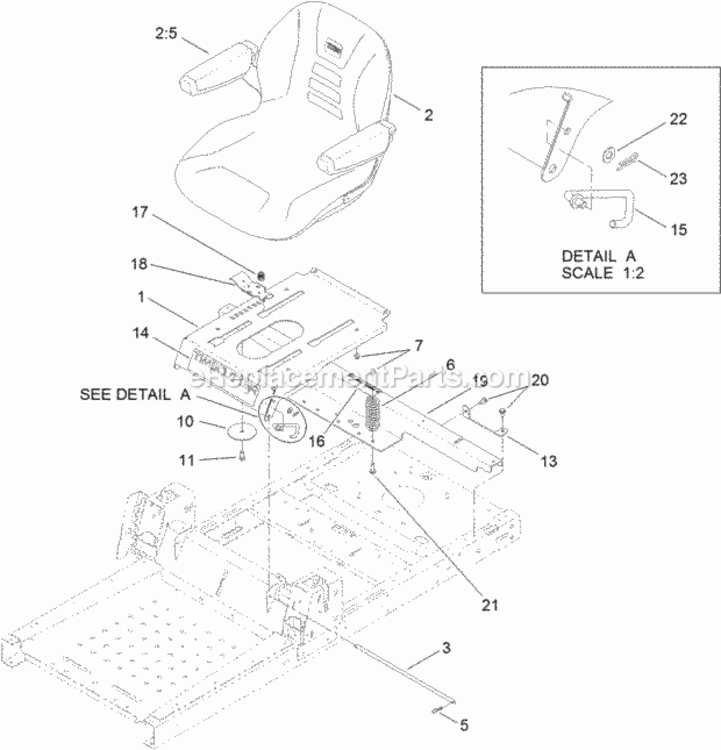 Seat_Assembly Diagram and Parts List for 74632 311000001 - 311999999 Toro Lawn Tractor