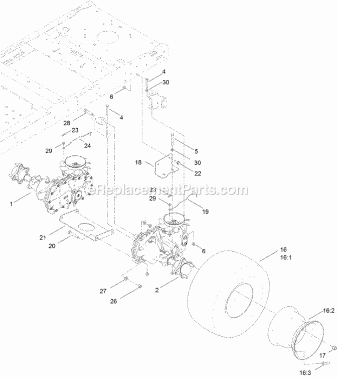 Hydro_Transaxle_Assembly Diagram and Parts List for 74632 314000001 - 314999999 Toro Lawn Tractor