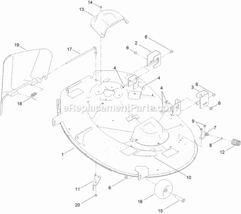 42_Inch_Deck_Assembly Diagram and Parts List for 74633 313100001 - 313999999 Toro Lawn Tractor