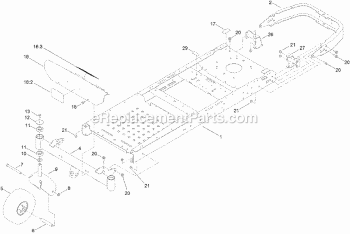 Frame_Front_Axle_And_Caster_Wheel_Assembly Diagram and Parts List for 74633 313100001 - 313999999 Toro Lawn Tractor