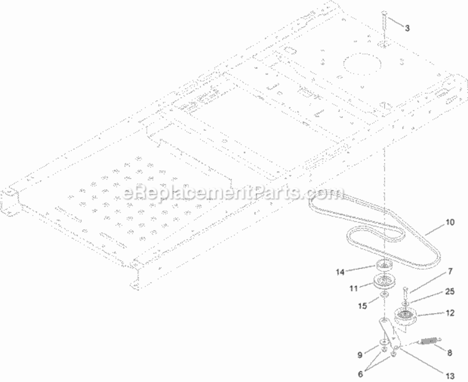 Belt_And_Idler_Assembly Diagram and Parts List for 74633 313100001 - 313999999 Toro Lawn Tractor