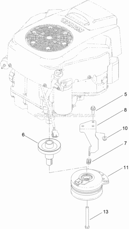 Clutch_Assembly Diagram and Parts List for 74633 313100001 - 313999999 Toro Lawn Tractor