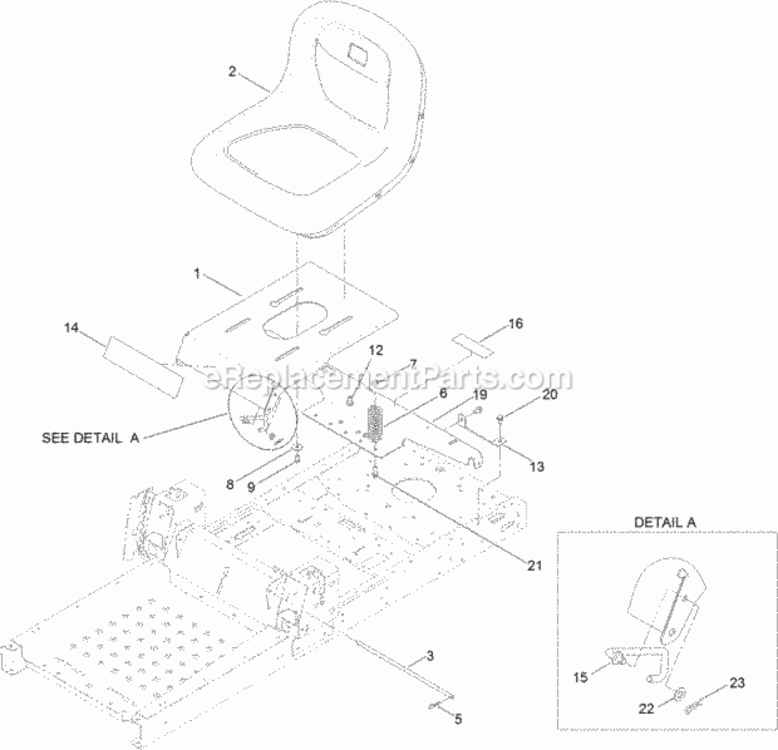 Seat_Assembly Diagram and Parts List for 74633 314000001 - 314999999 Toro Lawn Tractor