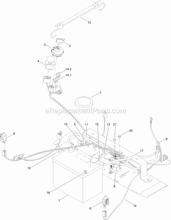 Battery_And_Electrical_Assembly Diagram and Parts List for 74633 314000001 - 314999999 Toro Lawn Tractor