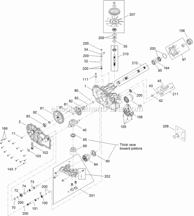 Right_Hand_Hydro_Transaxle_Assembly_No_119-3361 Diagram and Parts List for 74641 313000001 - 313999999 Toro Lawn Tractor