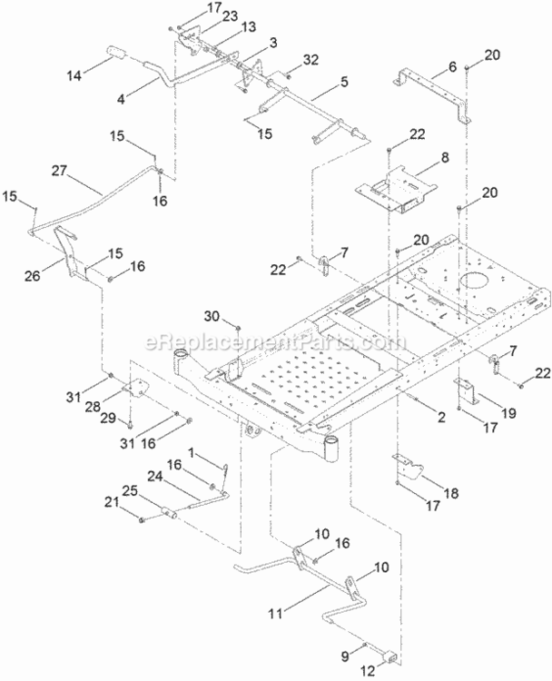 Deck_Lift_Assembly Diagram and Parts List for 74641 313000001 - 313999999 Toro Lawn Tractor