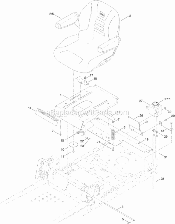 Seat_Assembly Diagram and Parts List for 74641 314000001 - 314999999 Toro Lawn Tractor