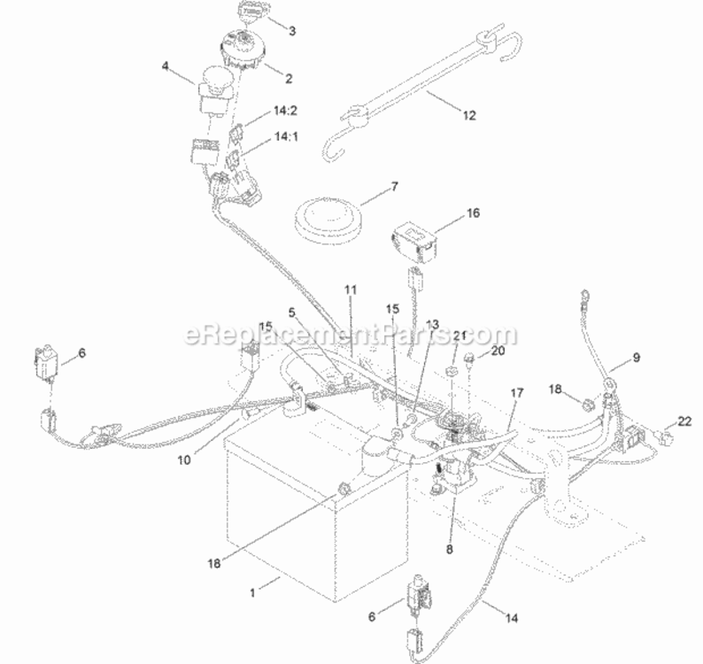 Battery_And_Electrical_Assembly Diagram and Parts List for 74641 314000001 - 314999999 Toro Lawn Tractor