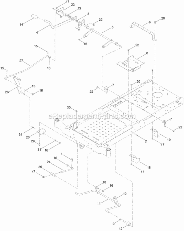 Deck_Lift_Assembly Diagram and Parts List for 74641 314000001 - 314999999 Toro Lawn Tractor