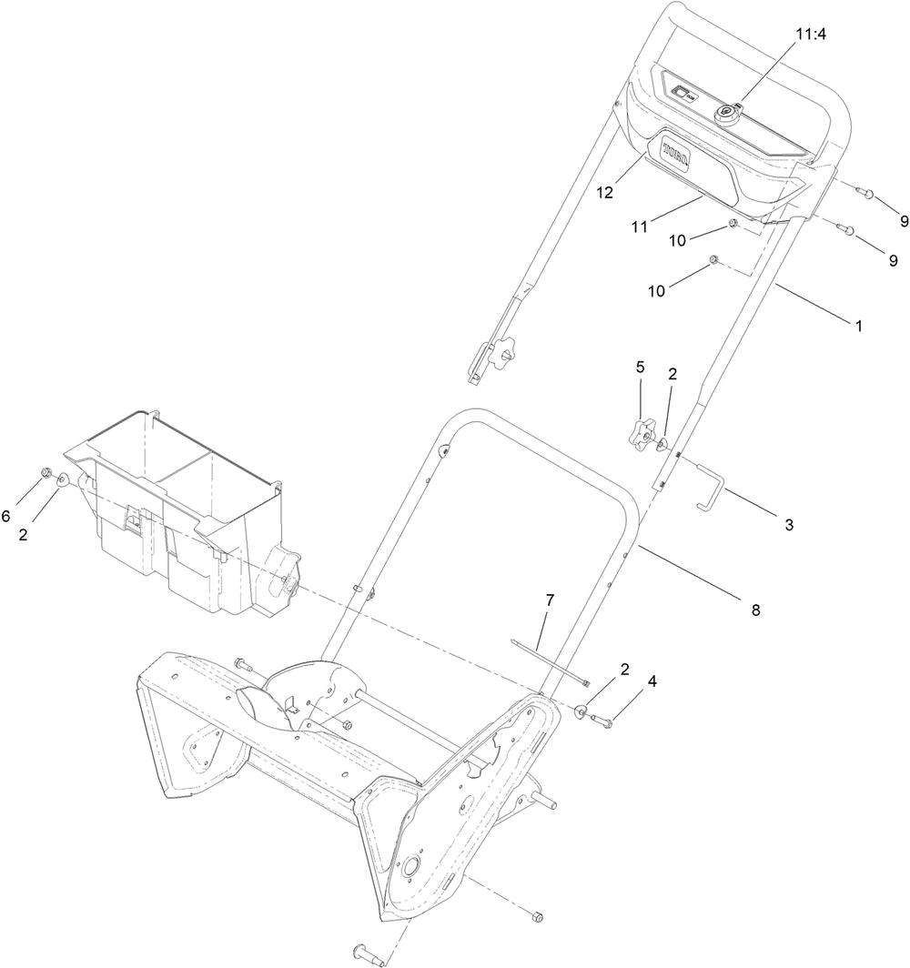 Handle And Control Assembly Diagram and Parts List for 39921T 400000000 - 414459520 Toro Snow Blower