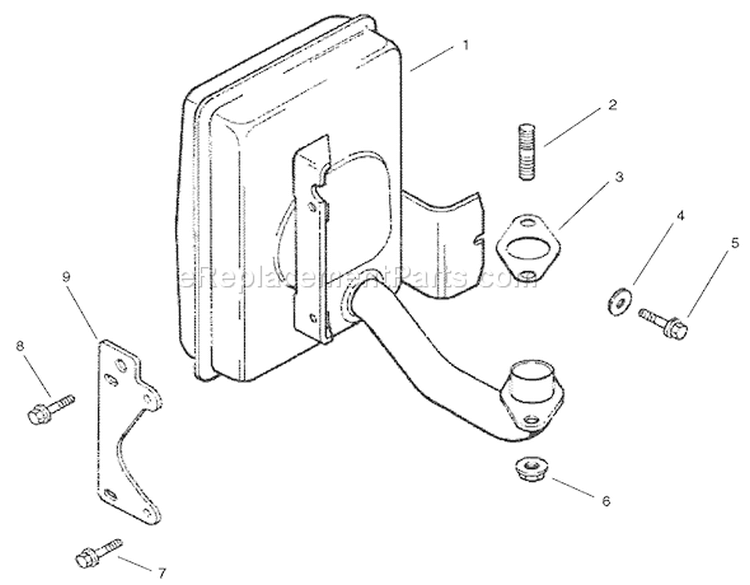 Exhaust Assembly Diagram and Parts List for 74701 210000001-210999999 - 2001 Toro Lawn Tractor