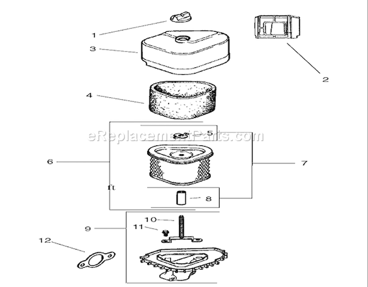 Air Intake / Filtration Assembly Diagram and Parts List for 74701 220000001-220999999 - 2002 Toro Lawn Tractor