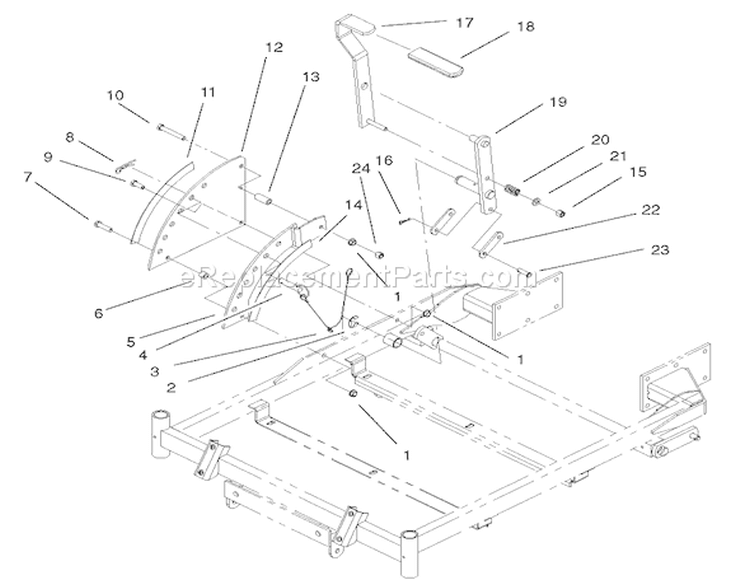 Height-of-Cut Handle and Plate Assembly Diagram and Parts List for 74701 220000001-220999999 - 2002 Toro Lawn Tractor